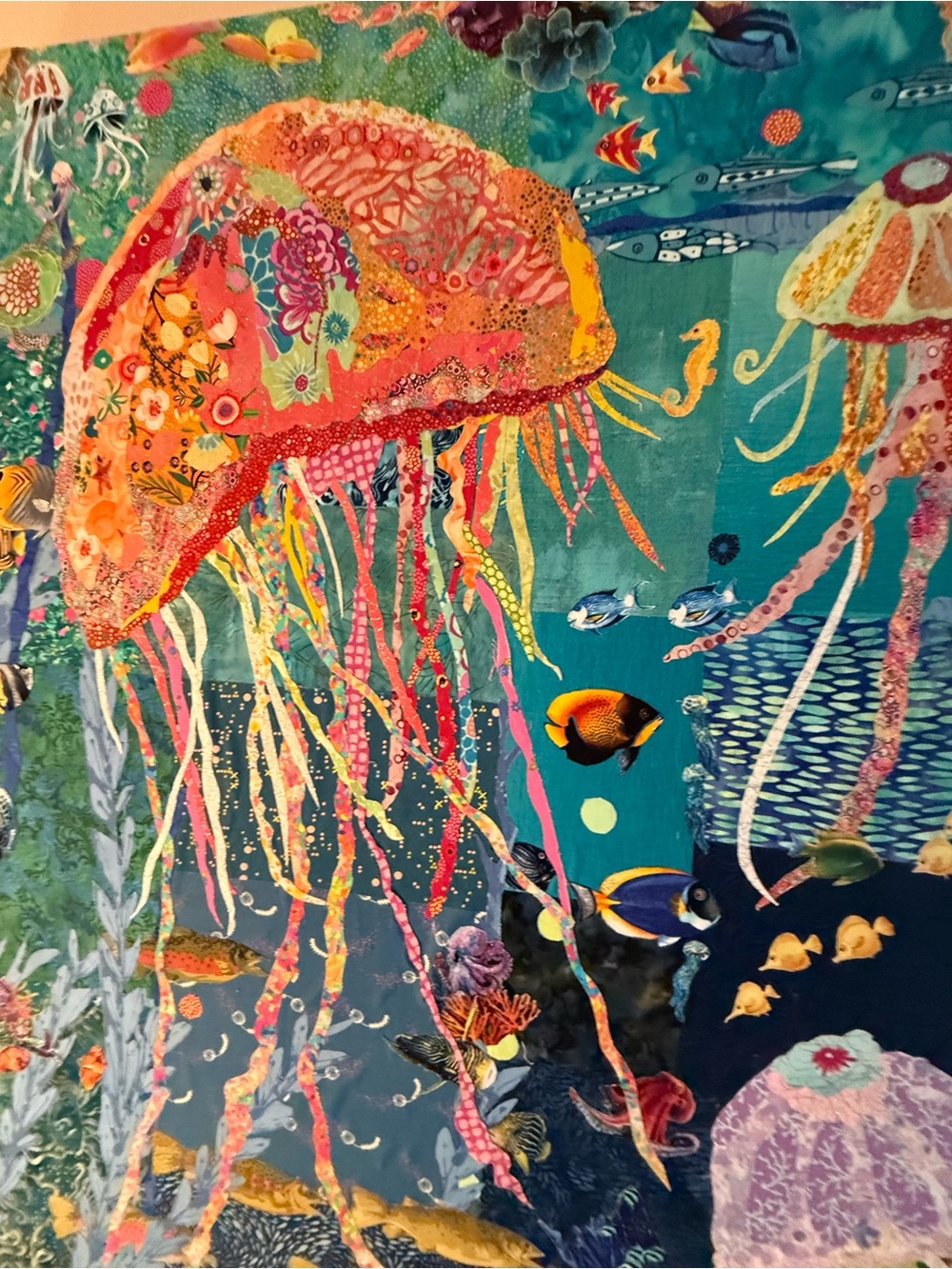 Vibrant Sea Jellyfish Wall Art - Multi-Color Underwater wall art.